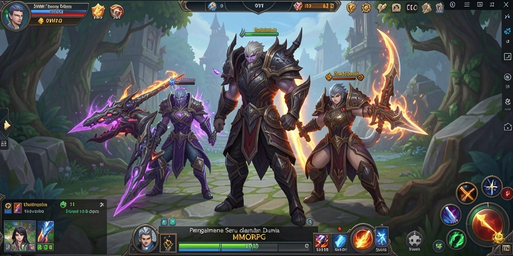 Screenshot menampilkan karakter dalam aksi pertarungan MMORPG yang seru.