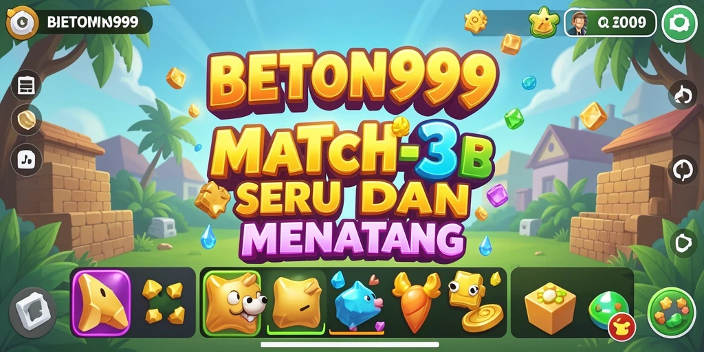 Screenshot gameplay <strong>BETON999</strong> menampilkan keseruan mencocokkan batuan berwarna.