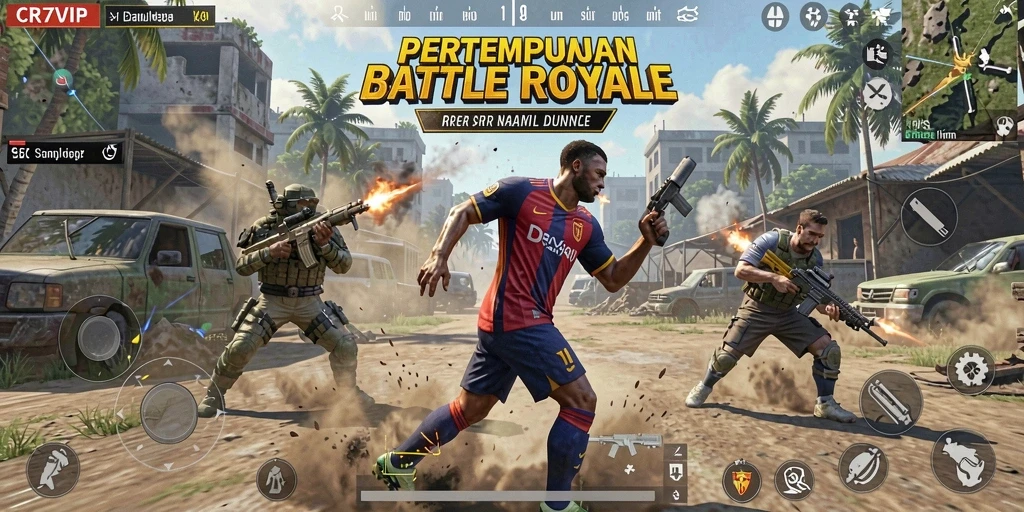 Tampilan gameplay seru dan mendebarkan dari CR7VIP dalam pertempuran Battle Royale.