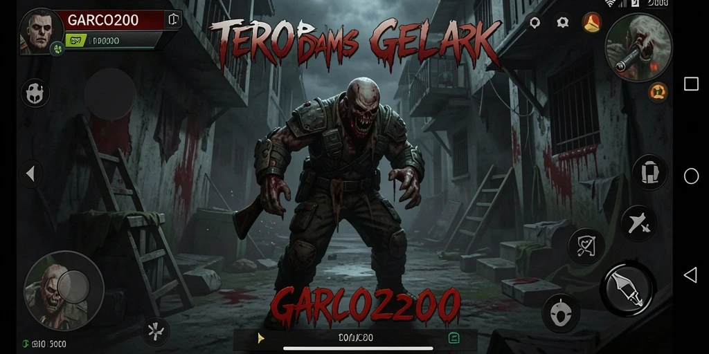 Tampilan gameplay horror yang menegangkan dan atmosfer gelap.