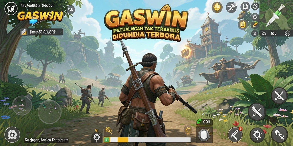 Tangkapan layar gameplay <strong>GASWIN</strong> menampilkan petualangan seru di dunia terbuka.