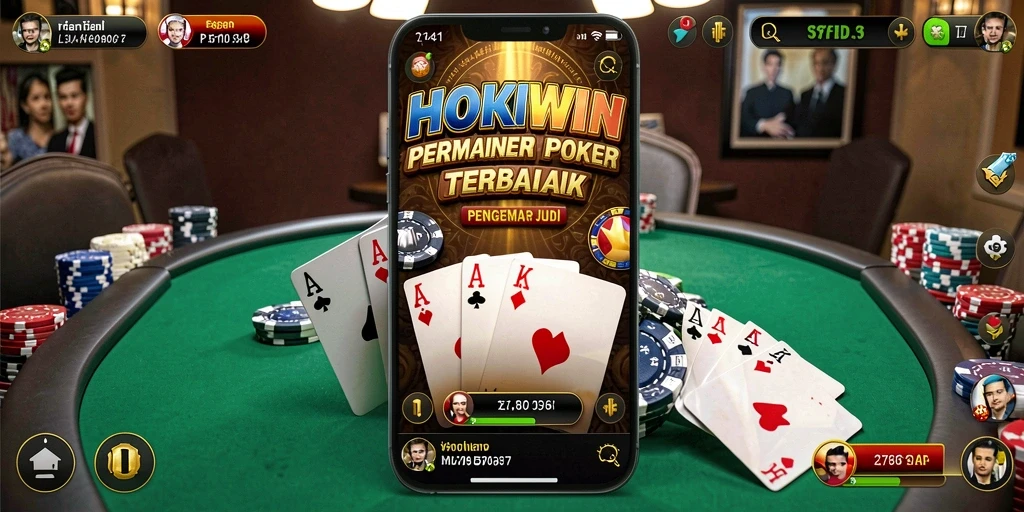 Tampilan gameplay HOKIWIN dengan suasana Poker yang mendebarkan.