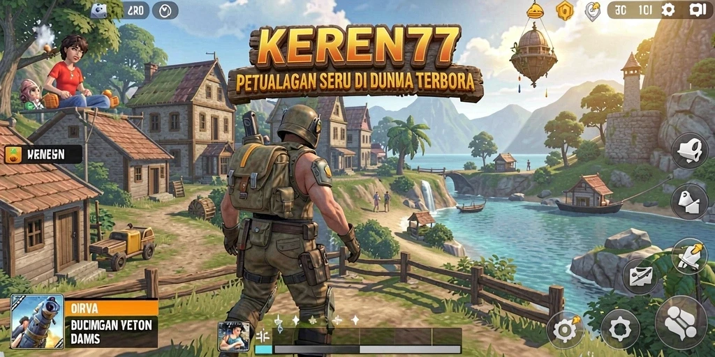 Tangkapan layar gameplay KEREN77 yang menunjukkan eksplorasi dunia terbuka yang menakjubkan.