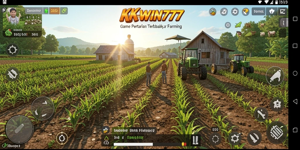 Screenshot gameplay KKWIN777 menampilkan aktivitas bercocok tanam yang menarik.