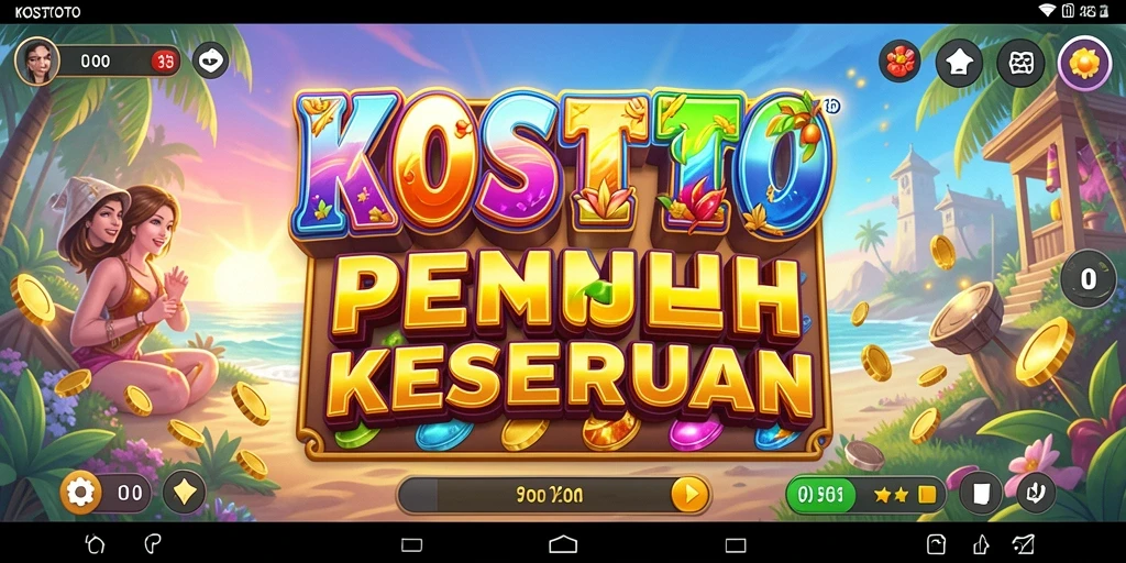 Screenshot KOSTOTO menampilkan gameplay Slot yang penuh warna.