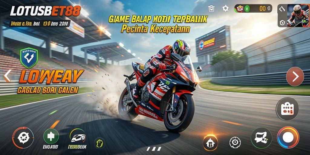Tampilan menarik dari gameplay LOTUSBET88 yang menampilkan balapan motor seru.
