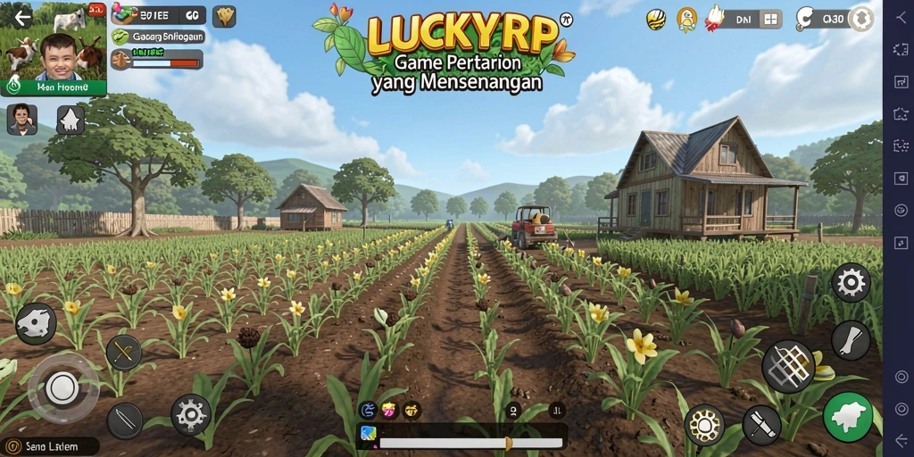 Menampilkan gameplay seru dalam LUCKYRP dengan berbagai tanaman yang menarik.