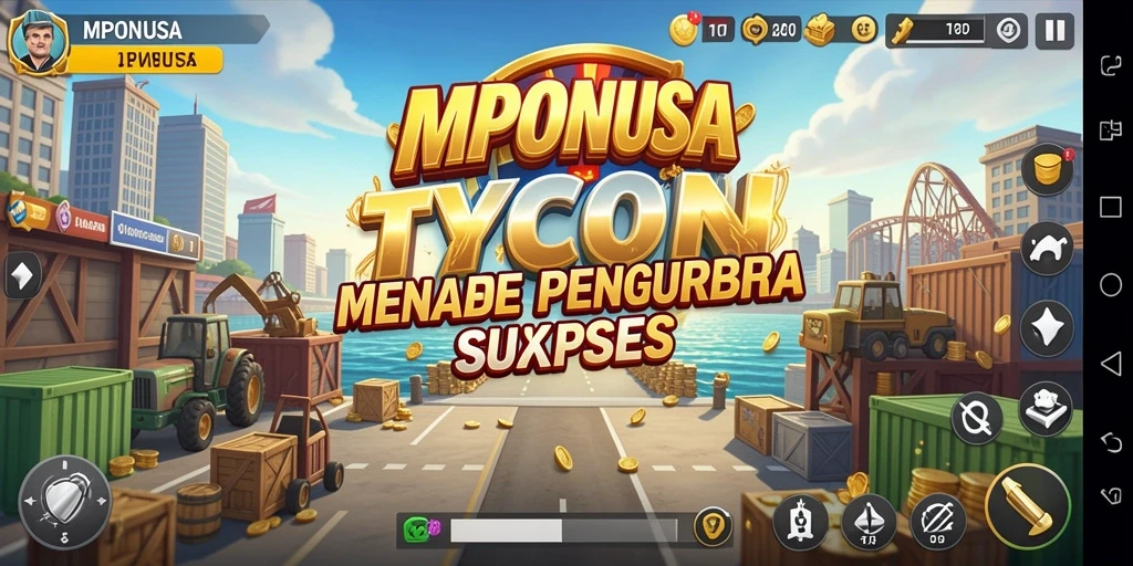 Tangkapan layar gameplay <strong>MPONUSA</strong> menunjukkan strategi pengelolaan bisnis yang mendebarkan.