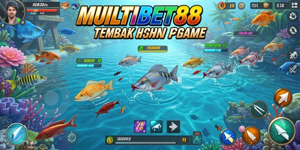 Tampilan gameplay seru MULTIBET88 dengan aksi menembak ikan.