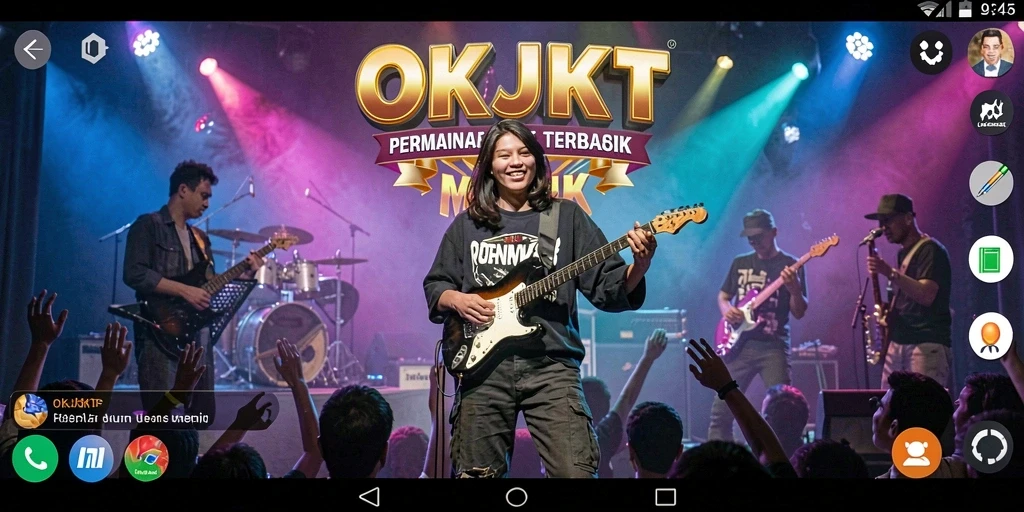Tampilan gameplay interaktif dengan berbagai lagu musik yang tersedia.