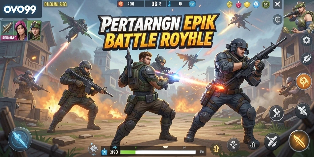 Tangkapan layar menunjukkan pertarungan seru dalam OVO99 Battle Royale.