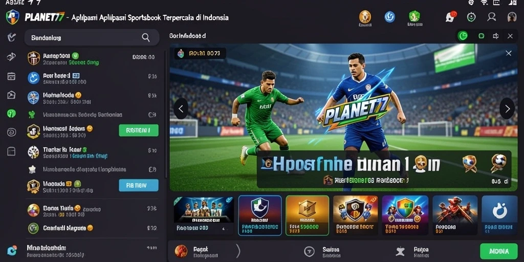 Screenshot utama PLANET77 menunjukkan pengguna menikmati taruhan olahraga.
