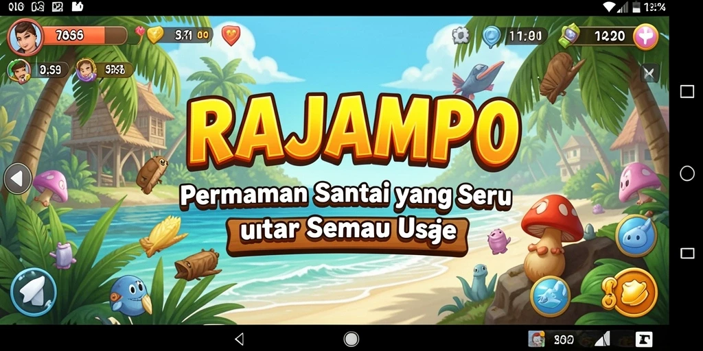 Tampilan utama gameplay RAJAMPO yang menyenangkan dan penuh warna.