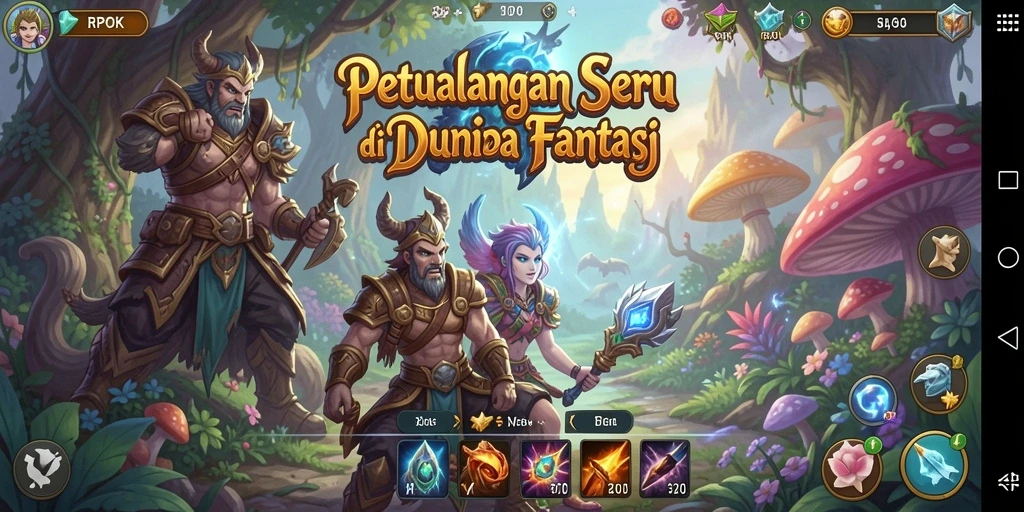 Tangkapan layar RPOK yang menunjukkan pemain menjelajahi dunia petualangan.