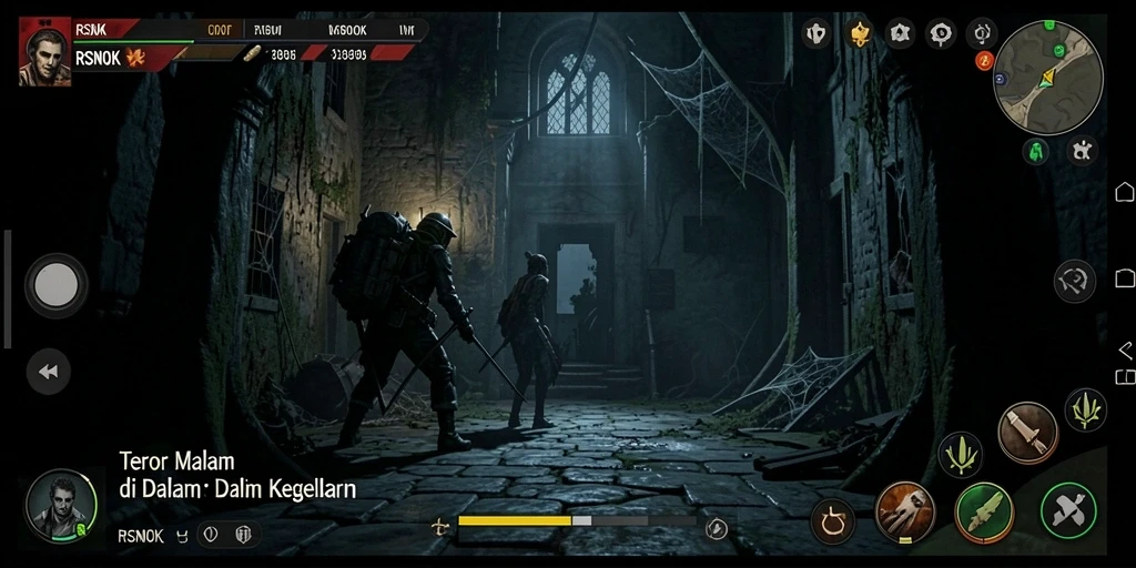 Tampilan gameplay RSNOK yang menegangkan di dunia kegelapan.