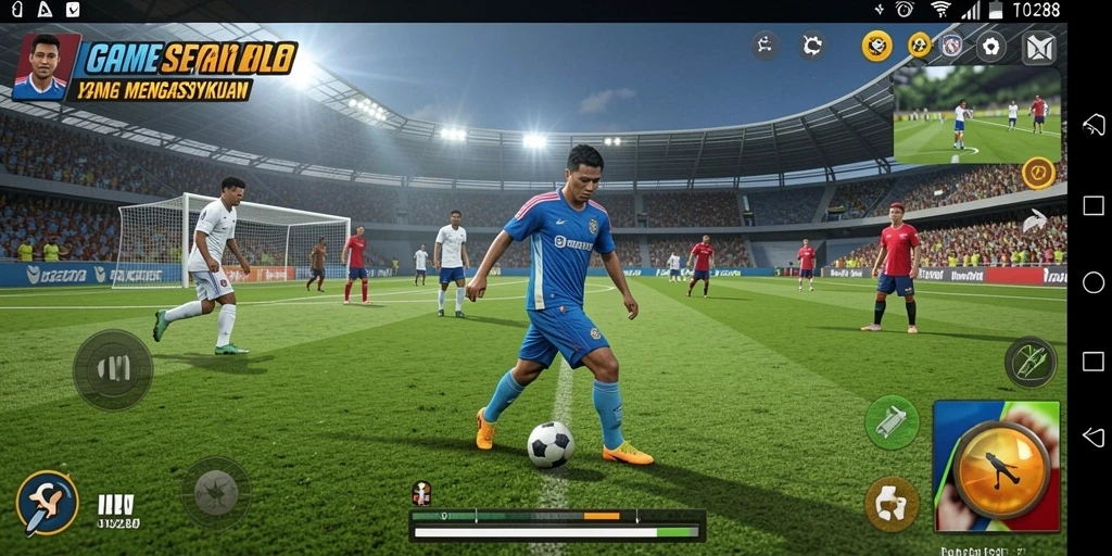 Screenshot utama TO288 menampilkan intensitas aksi sepak bola yang mendebarkan.