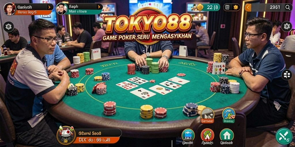 Tampilan gameplay Poker yang menarik dan mendebarkan di TOKYO88.
